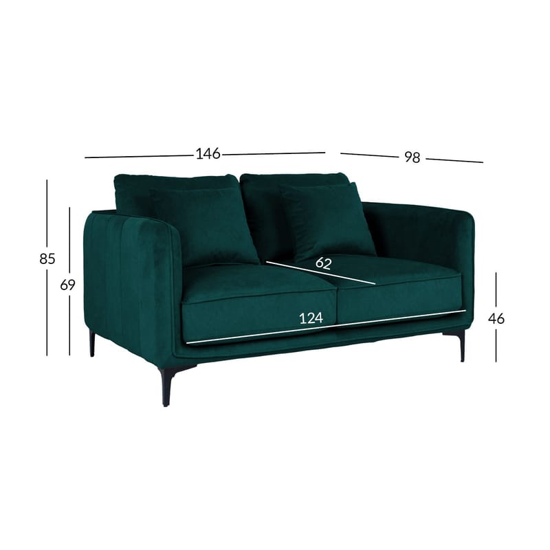 Sofa HOME4YOU Bianka 2-personers Grøn - grøn - Møbler - Sofaer - Velour sofaer
