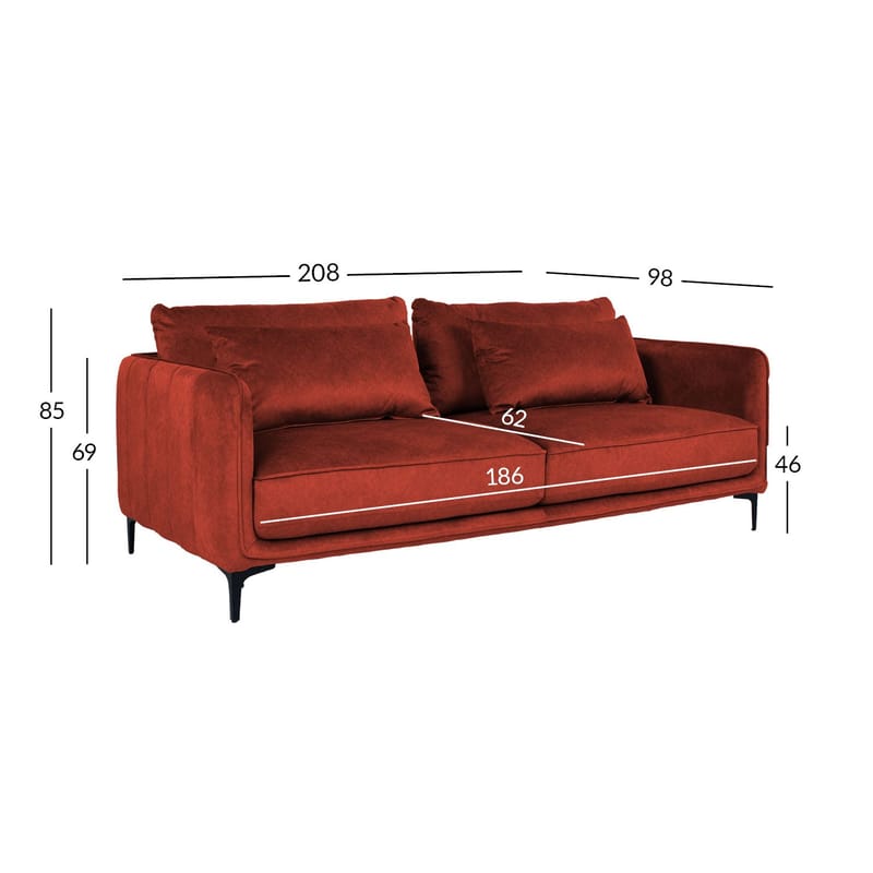 Sofa HOME4YOU Bianka 3-personers Oranž - orange - Møbler - Sofaer - Velour sofaer