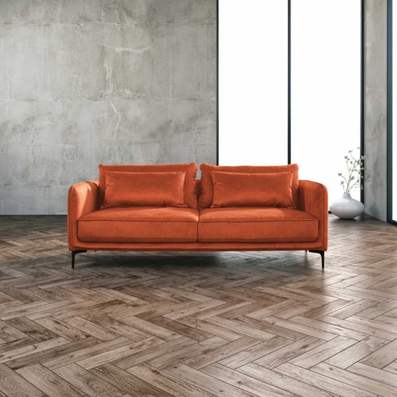 Sofa HOME4YOU Bianka 3-personers Oranž - orange - Møbler - Sofaer - Velour sofaer
