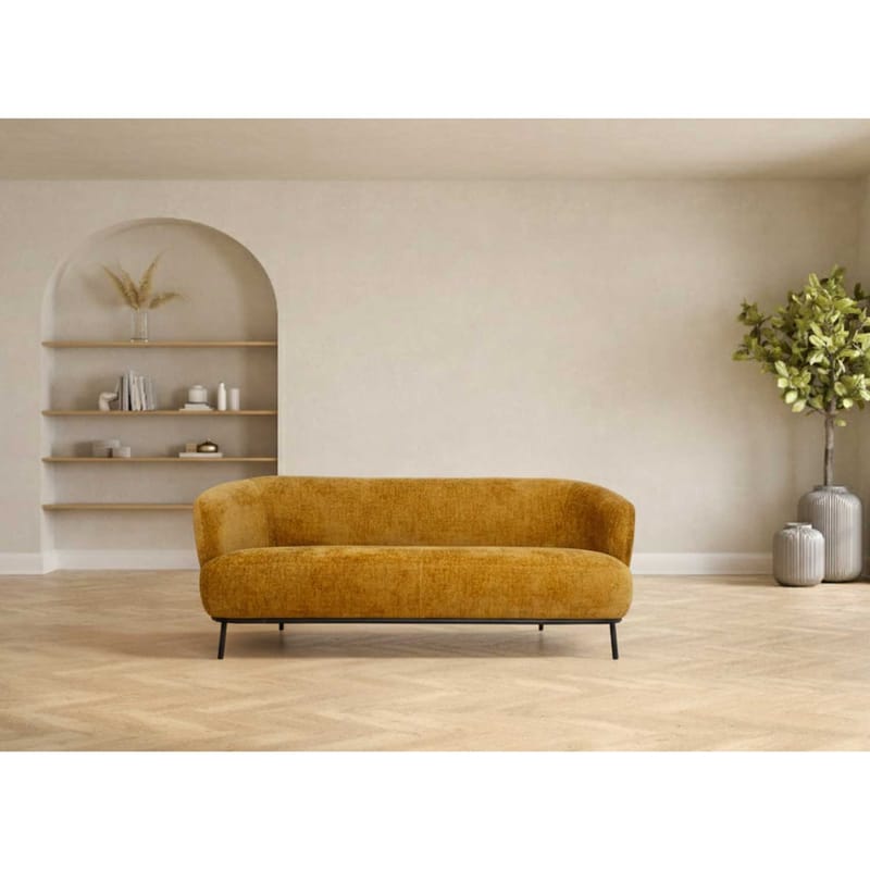 Sofa HOME4YOU Gemala 2,5-personers Gul - gul - Møbler - Sofaer - Velour sofaer