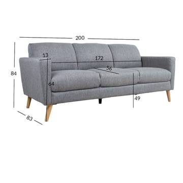 Sofa HOME4YOU Kaili 3-personers Grå - grå - Møbler - Sofaer - 3 personers sofa