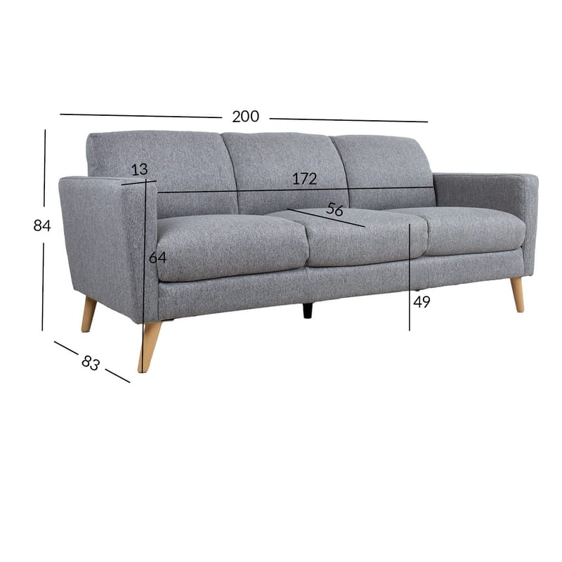 Sofa HOME4YOU Kaili 3-personers Grå - grå - Møbler - Sofaer - 3 personers sofa
