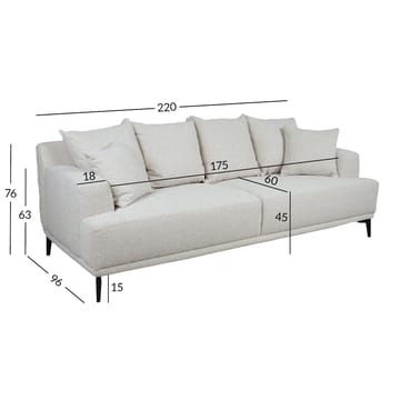 Sofa HOME4YOU Magnolia 3-personers lys beige - lys beige - Møbler - Sofaer - 3 personers sofa