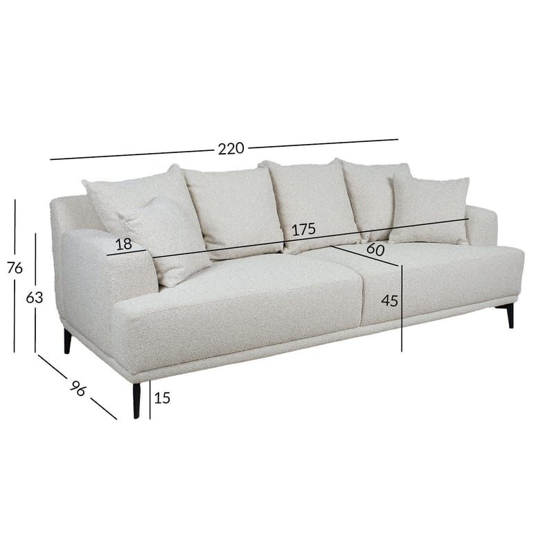 Sofa HOME4YOU Magnolia 3-personers lys beige - lys beige - Møbler - Sofaer - 3 personers sofa