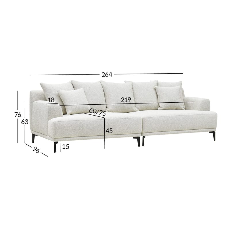 Sofa HOME4YOU Magnolia 4-personers Lys beige - Lys beige - Møbler - Sofaer - 4 personers sofa