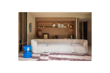 Sofa Sæt Combi-Popular med Skammel - Beige - Møbler - Sofaer - Velour sofaer