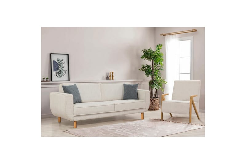 Sofa-seng sæt Sudarus Eg / Creme - Eg / Creme - Møbler - Sofaer - Sovesofaer