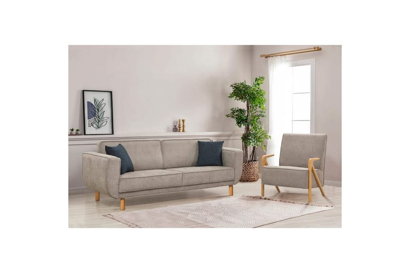 Sofa-seng sæt Sudarus Eg / Grå - Eg / Grå - Møbler - Sofaer - Sovesofaer