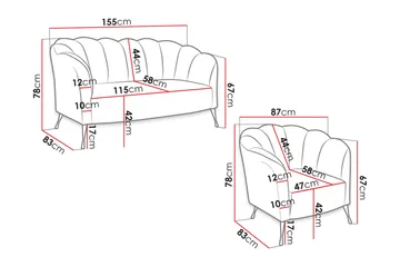 Adrial 3-Pers. Sofagruppe - Velour/Hvid - Møbler - Sofaer - Sofagrupper