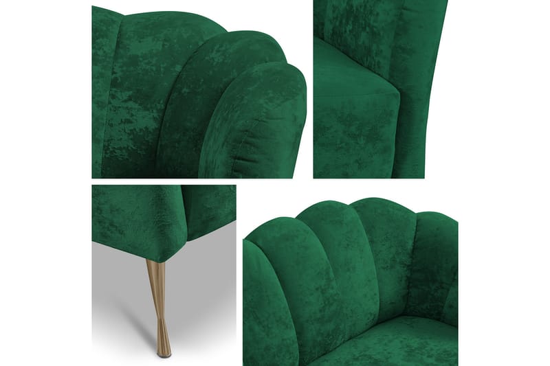 Adrial 3-Pers. Sofagruppe - Velour/Grøn/Sort Krom - Møbler - Sofaer - Sofagrupper