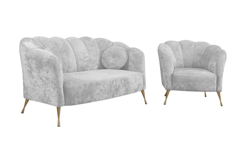 Adrial 3-Pers. Sofagruppe - Velour/Hvid - Møbler - Sofaer - Sofagrupper