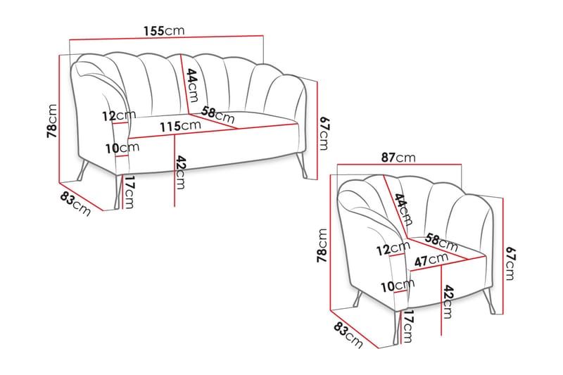 Adrial 3-Pers. Sofagruppe - Velour/Grøn/Sort Krom - Møbler - Sofaer - Sofagrupper