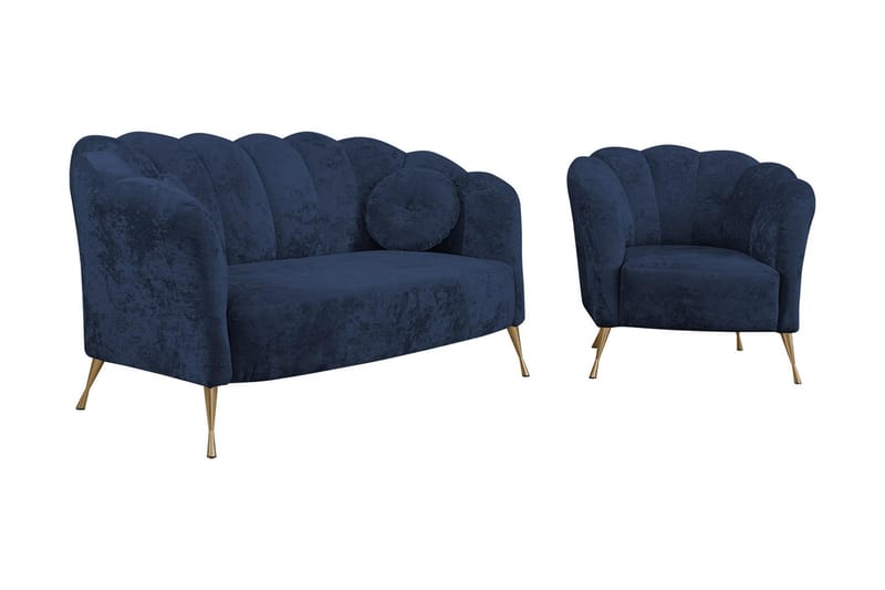 Adrial 3-Pers. Sofagruppe - Velour/Blå - Møbler - Sofaer - Sofagrupper