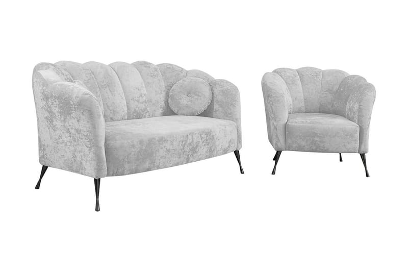 Adrial 3-Pers. Sofagruppe - Velour/Hvid/Sort Krom - Møbler - Sofaer - Sofagrupper