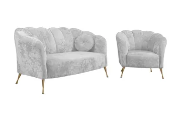 Adrial 3-Pers. Sofagruppe - Velour/Hvid - Møbler - Sofaer - Sofagrupper