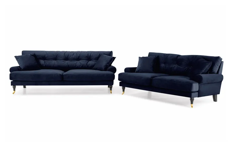 Andrew 3-personers Fløjlssofa - Blå - Møbler - Sofaer - Sofagrupper - Howard sofagruppe