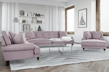 Andrew 5-personers Howard Sofasæt med Hjul og Knapdetaljer i Stof - Rosa - Møbler - Sofaer - Sofagrupper - Howard sofagruppe
