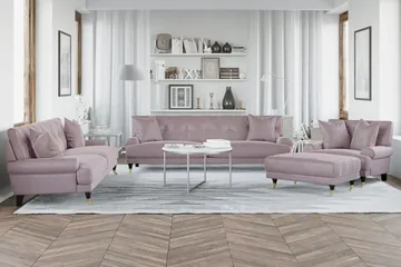 Andrew 5-personers Howard Sofasæt med Hjul og Knapdetaljer i Stof - Rosa - Møbler - Sofaer - Sofagrupper - Howard sofagruppe