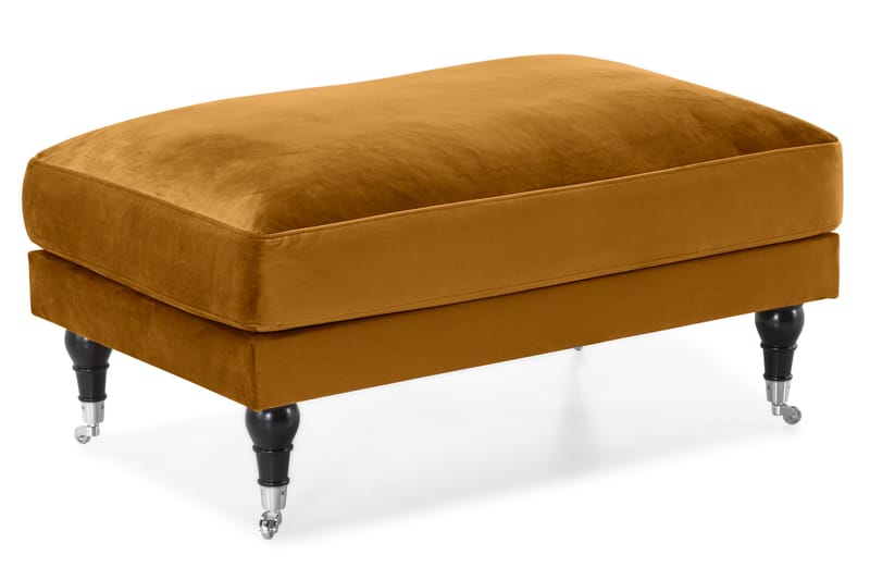 Andrew Sofaarrangement 3-personers + 2-personers Sofa + Lænestol + Fodskammel i Fløjl - Mørkegul - Møbler - Sofaer - Sofagrupper - Howard sofagruppe