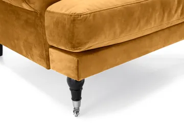 Andrew Sofaarrangement 3-personers + 2-personers Sofa + Lænestol + Fodskammel i Fløjl - Mørkegul - Møbler - Sofaer - Sofagrupper - Howard sofagruppe