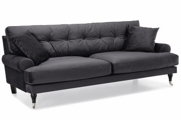 Andrew Sofagruppe 2-personers Sofa + Lænestol + Fodskammel i Fløjl - Mørkegrå - Møbler - Sofaer - Sofagrupper - Howard sofagruppe