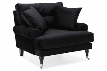 Andrew Sofagruppe 2-personers Sofa + Lænestol + Fodskammel i Fløjl - Sort - Møbler - Sofaer - Sofagrupper - Howard sofagruppe