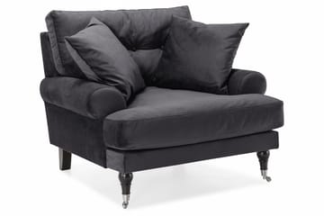 Andrew Sofagruppe 2-personers Sofa + Lænestol + Fodskammel i Fløjl - Mørkegrå - Møbler - Sofaer - Sofagrupper - Howard sofagruppe