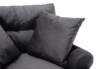 Andrew Sofagruppe 2-personers Sofa + Lænestol + Fodskammel i Fløjl - Mørkegrå - Møbler - Sofaer - Sofagrupper - Howard sofagruppe