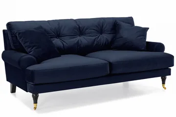 Andrew Sofagruppe 2-personers Sofa + Lænestol + Fodskammel i Fløjl - Blå - Møbler - Sofaer - Sofagrupper - Howard sofagruppe
