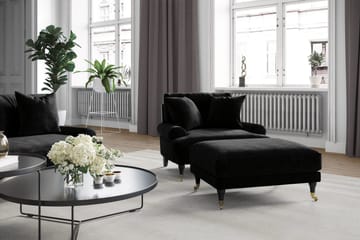 Andrew Sofagruppe 2-personers Sofa + Lænestol + Fodskammel i Fløjl - Sort - Møbler - Sofaer - Sofagrupper - Howard sofagruppe