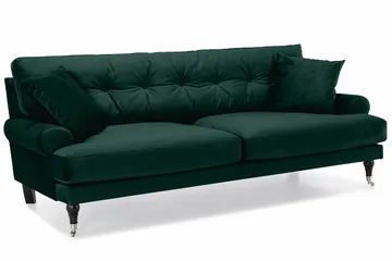 Andrew Sofagruppe 2-personers Sofa + Lænestol + Fodskammel i Fløjl - Grøn - Møbler - Sofaer - Sofagrupper - Howard sofagruppe
