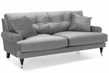 Andrew Sofagruppe 2-personers Sofa + Lænestol + Fodskammel i Fløjl - Lysegrå - Møbler - Sofaer - Sofagrupper - Howard sofagruppe