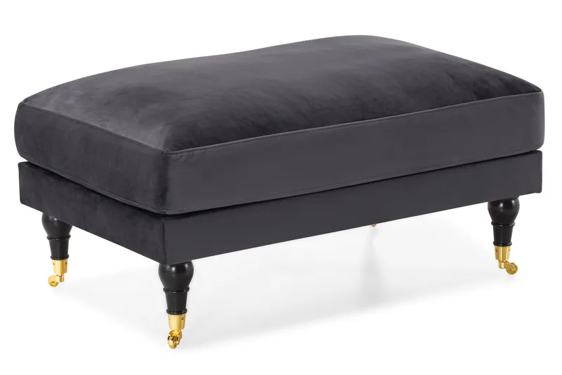 Andrew Sofagruppe 2-personers Sofa + Lænestol + Fodskammel i Fløjl - Mørkegrå - Møbler - Sofaer - Sofagrupper - Howard sofagruppe