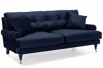 Andrew Sofagruppe 2-personers Sofa + Lænestol + Fodskammel i Fløjl - Blå - Møbler - Sofaer - Sofagrupper - Howard sofagruppe