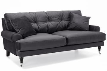 Andrew Sofagruppe 2-personers Sofa + Lænestol + Fodskammel i Fløjl - Mørkegrå - Møbler - Sofaer - Sofagrupper - Howard sofagruppe