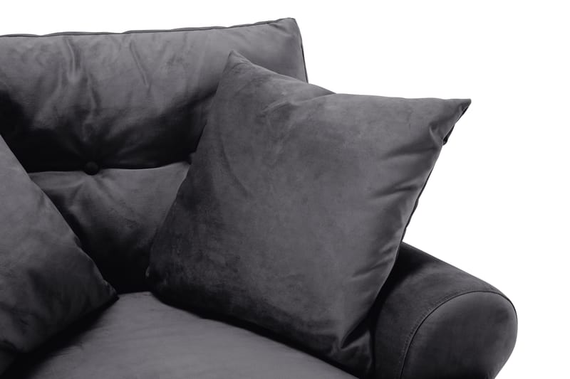 Andrew Sofagruppe 2-personers Sofa + Lænestol + Fodskammel i Fløjl - Mørkegrå - Møbler - Sofaer - Sofagrupper - Howard sofagruppe