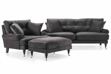 Krom ben - Mørkegrå Velour