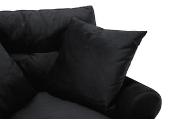 Andrew Sofagruppe 2-personers Sofa + Lænestol + Fodskammel i Fløjl - Sort - Møbler - Sofaer - Sofagrupper - Howard sofagruppe