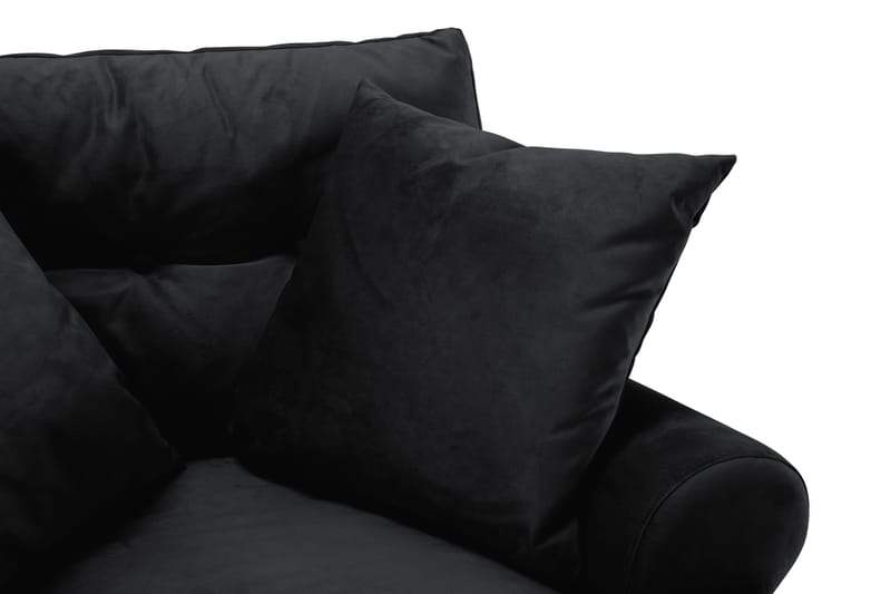Andrew Sofagruppe 2-personers Sofa + Lænestol + Fodskammel i Fløjl - Sort - Møbler - Sofaer - Sofagrupper - Howard sofagruppe