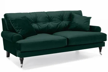 Andrew Sofagruppe 2-personers Sofa + Lænestol + Fodskammel i Fløjl - Grøn - Møbler - Sofaer - Sofagrupper - Howard sofagruppe