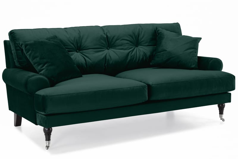 Andrew Sofagruppe 2-personers Sofa + Lænestol + Fodskammel i Fløjl - Grøn - Møbler - Sofaer - Sofagrupper - Howard sofagruppe
