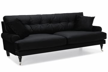 Andrew Sofagruppe 2-personers Sofa + Lænestol + Fodskammel i Fløjl - Sort - Møbler - Sofaer - Sofagrupper - Howard sofagruppe