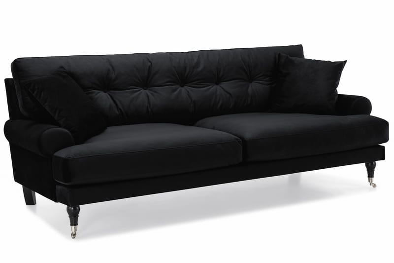 Andrew Sofagruppe 2-personers Sofa + Lænestol + Fodskammel i Fløjl - Sort - Møbler - Sofaer - Sofagrupper - Howard sofagruppe