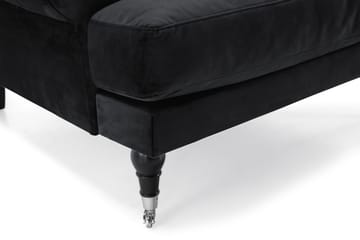 Andrew Sofagruppe 2-personers Sofa + Lænestol + Fodskammel i Fløjl - Sort - Møbler - Sofaer - Sofagrupper - Howard sofagruppe