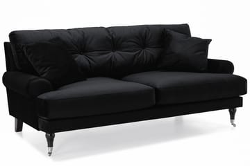 Andrew Sofagruppe 2-personers Sofa + Lænestol + Fodskammel i Fløjl - Sort - Møbler - Sofaer - Sofagrupper - Howard sofagruppe