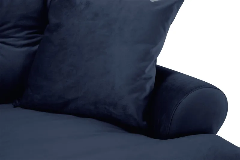 Andrew Sofagruppe 3-personers Sofa + Lænestol + Fodskammel i Fløjl - Blå - Møbler - Sofaer - Sofagrupper - Howard sofagruppe