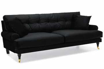 Andrew Sofagruppe 3-personers Sofa + Lænestol + Fodskammel i Fløjl - Sort - Møbler - Sofaer - Sofagrupper - Howard sofagruppe
