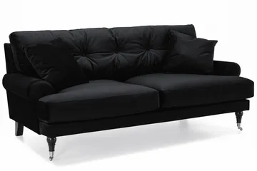 Andrew Sofagruppe 3-personers Sofa + Lænestol + Fodskammel i Fløjl - Sort - Møbler - Sofaer - Sofagrupper - Howard sofagruppe