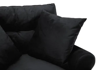 Andrew Sofagruppe 3-personers Sofa + Lænestol + Fodskammel i Fløjl - Sort - Møbler - Sofaer - Sofagrupper - Howard sofagruppe
