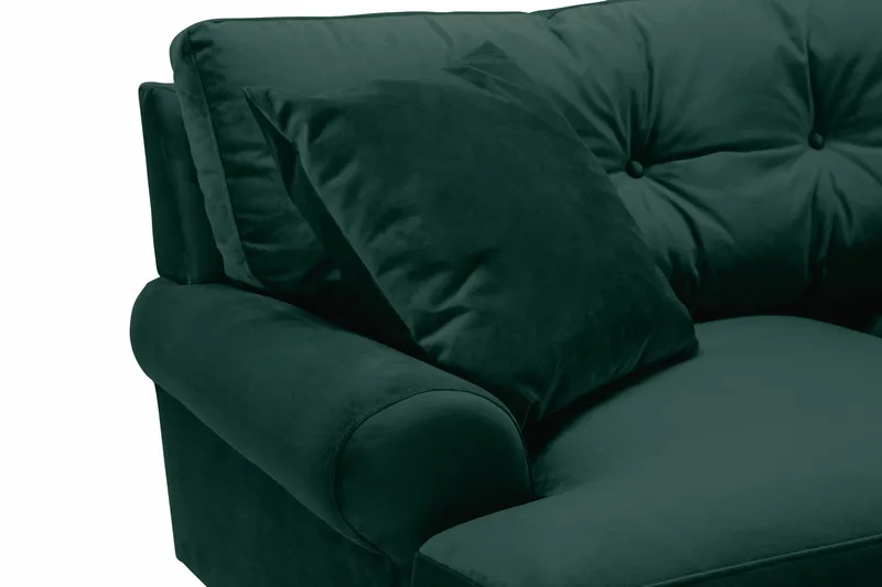 Andrew Sofagruppe 3-personers Sofa + Lænestol + Fodskammel i Fløjl - Grøn - Møbler - Sofaer - Sofagrupper - Howard sofagruppe